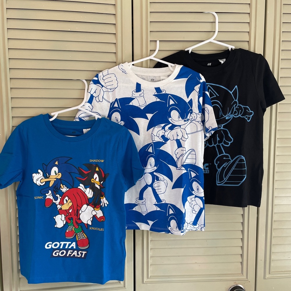 H&M Sonic the Hedgehog T-Shirts 5T (3 pack) // New with Tags // Retail $30